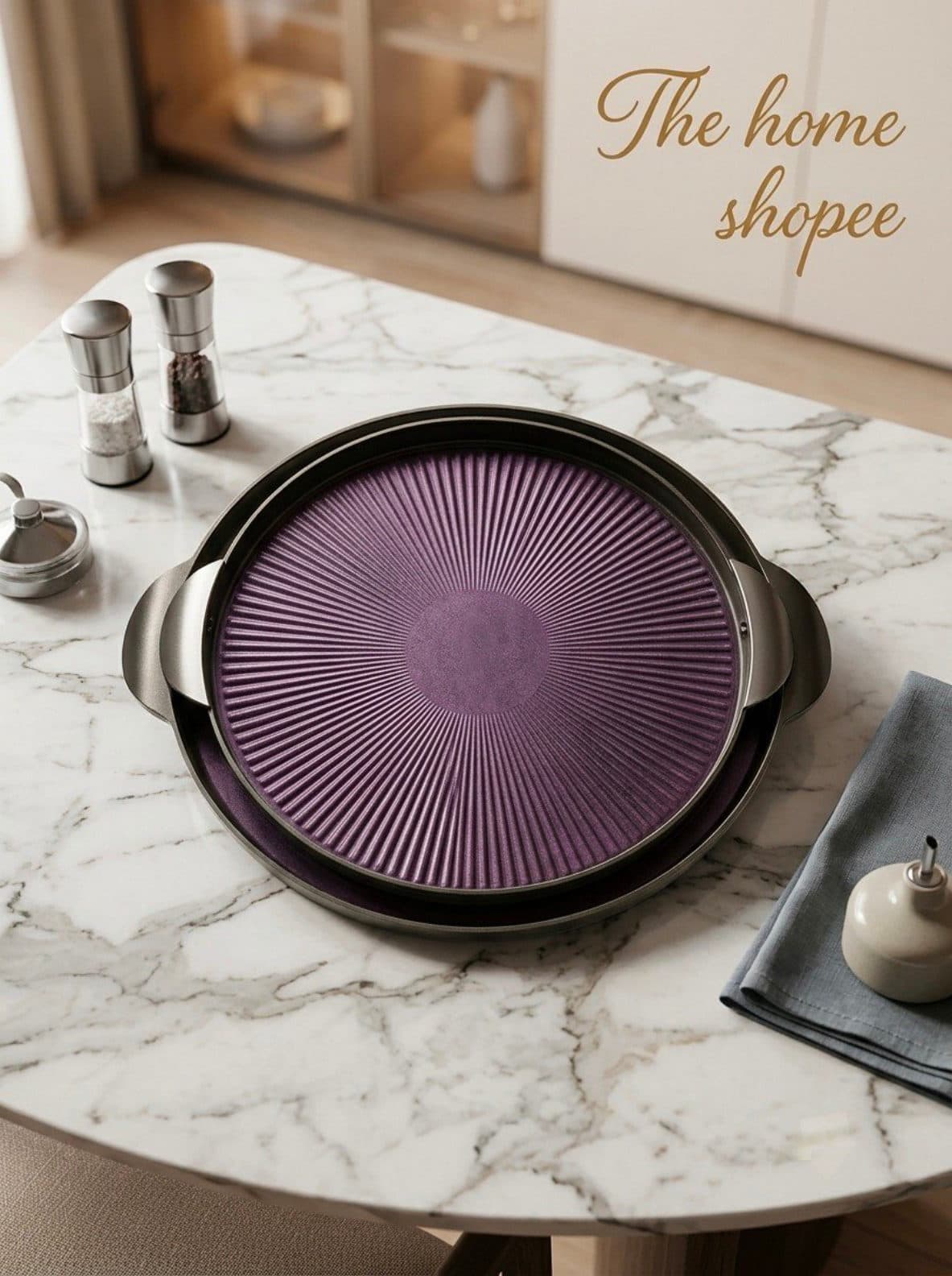 Serving Tray — Plum Sunburst, 14 in & 12 in