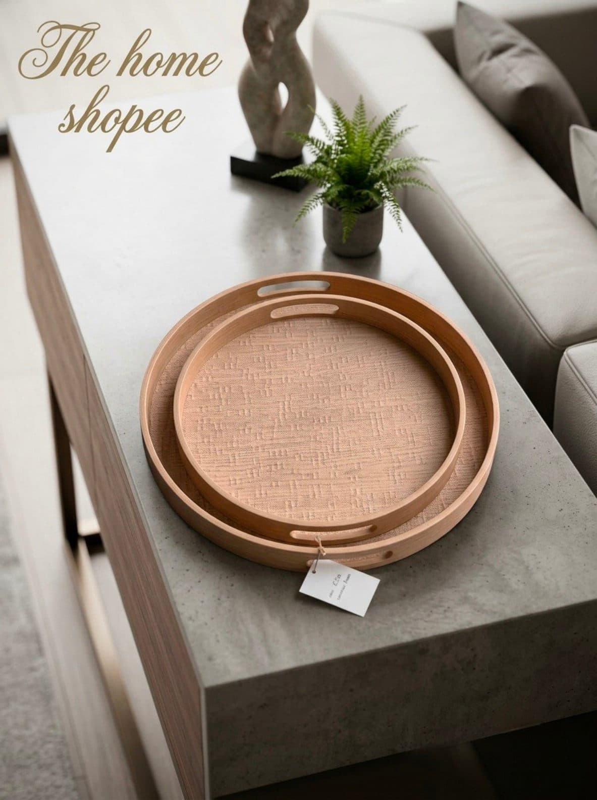 Serving Tray — Blush Lattice Set, 14 in & 12 in