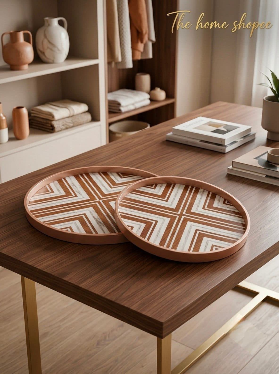 Serving Tray — Chevron Round Set, 14 in & 12 in