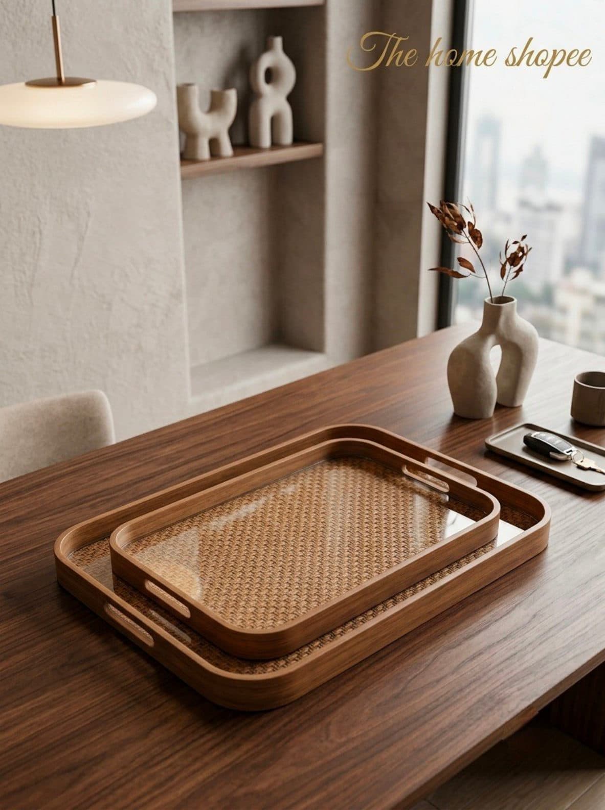 Serving Tray — Cane Weave, 16 × 10 in