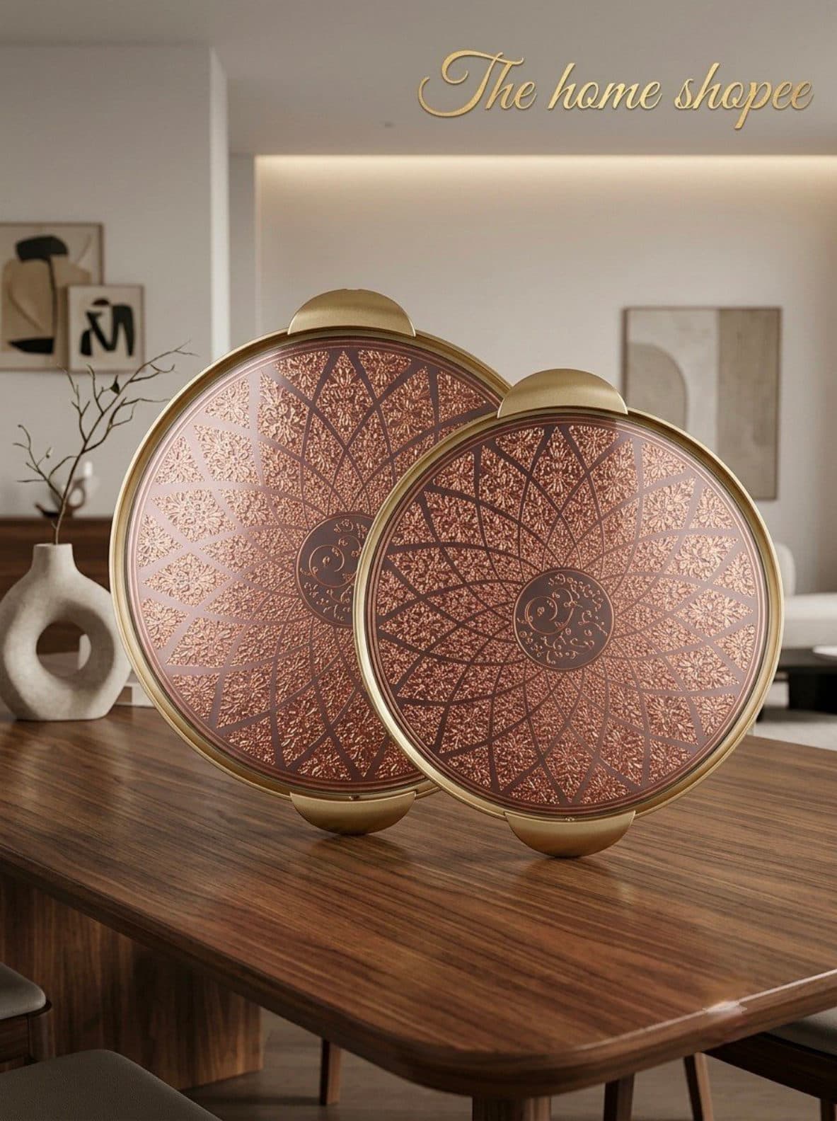 Serving Tray — Rose Mandala Set, 14 in & 12 in
